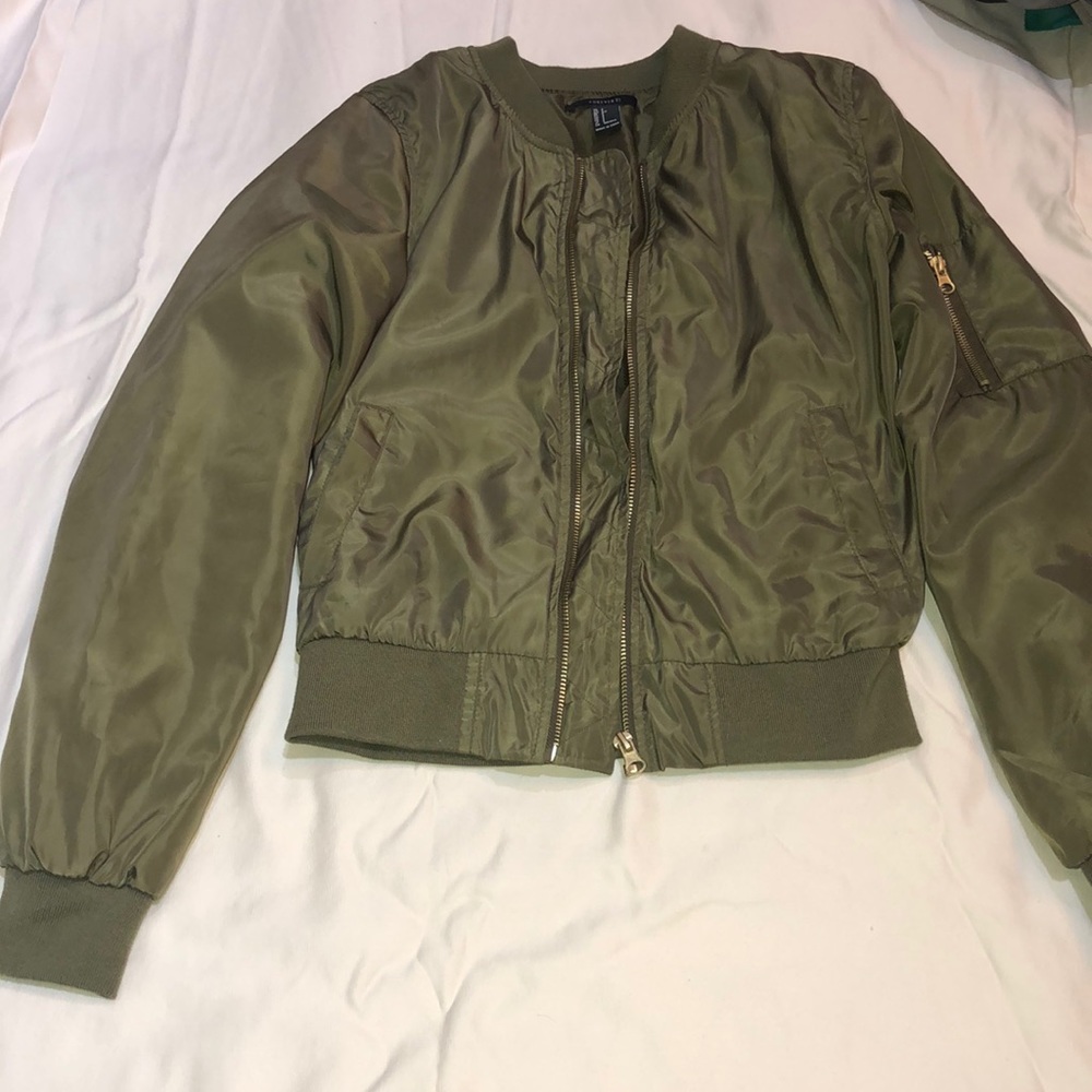 Army Green Forever 21 Bomber Jacket